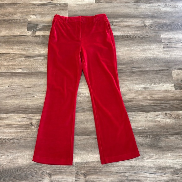Women's Statement Red Trousers Velvet Pants by Maison d' Amelie Size 8 Holiday - Picture 1 of 10